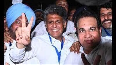 Manish Tewari took the oath in Punjabi language. (HT File)