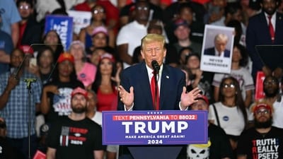 Former US President and Republican presidential candidate Donald Trump speaks at a rally in Philadelphia on June 22, 2024. (Photo by Jim WATSON / AFP) (AFP) Former US President and Republican presidential candidate Donald Trump speaks at a rally in Philadelphia on June 22, 2024. (Photo by Jim WATSON / AFP) (AFP)