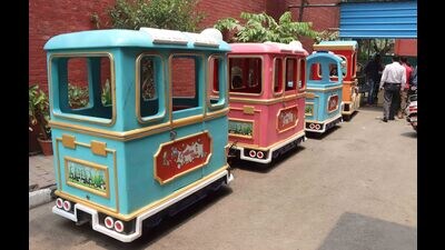 The fateful toy train impounded by the Chandigarh Police. (HT)