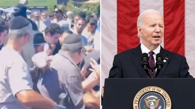 Joe Biden condemns violent ‘antisemitic’ pro-Palestinian protest outside LA synagogue (@CollinRugg/X, REUTERS/Ken Cedeno)