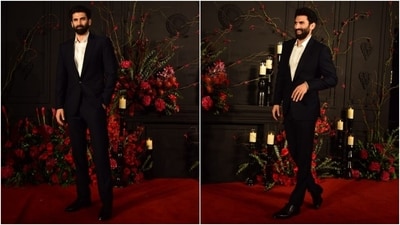 Aditya Roy Kapur looked dapper in a black suit and white shirt at the party. He styled the classic look with a rugged beard and black dress shoes. (HT Photo/Varinder Chawla) Aditya Roy Kapur looked dapper in a black suit and white shirt at the party. He styled the classic look with a rugged beard and black dress shoes. (HT Photo/Varinder Chawla)