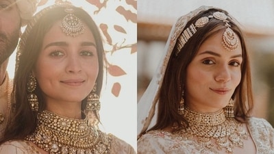 Is that Alia Bhatt or her doppelganger? Heenas stunning wedding look bears a striking resemblance to Alia's – from the off-white hue to the elegant neck-hugging jewellery. Is that Alia Bhatt or her doppelganger? Heenas stunning wedding look bears a striking resemblance to Alia's – from the off-white hue to the elegant neck-hugging jewellery.
