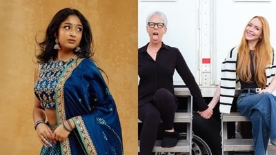 Maitreyi Ramakrishnan (left) and Jamie Lee Curtis and Lindsay Lohan (right), back on set for Freaky Friday 2. Maitreyi Ramakrishnan (left) and Jamie Lee Curtis and Lindsay Lohan (right), back on set for Freaky Friday 2.
