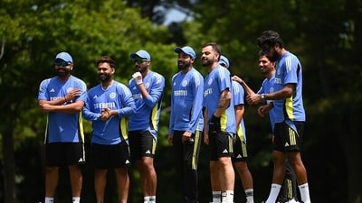 The Indian cricket team during the T20 World Cup Super Eights. (Getty)