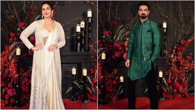 Sonakshi's friend, Huma Qureshi, and her brother, Saqib Saleem, attended the wedding reception. Huma chose an embellished white statement saree and long jacket for the bash, while Saqib Saleem wore a green asymmetric kurta, matching jacket, and black pants. (HT Photo/Varinder Chawla) Sonakshi's friend, Huma Qureshi, and her brother, Saqib Saleem, attended the wedding reception. Huma chose an embellished white statement saree and long jacket for the bash, while Saqib Saleem wore a green asymmetric kurta, matching jacket, and black pants. (HT Photo/Varinder Chawla)