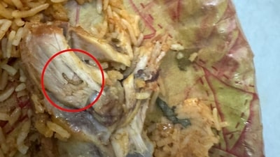 Hyderabad: Maggot was found in chicken biryani ordered via Swiggy. (X/@Karlmarx__07) Hyderabad: Maggot was found in chicken biryani ordered via Swiggy. (X/@Karlmarx__07)