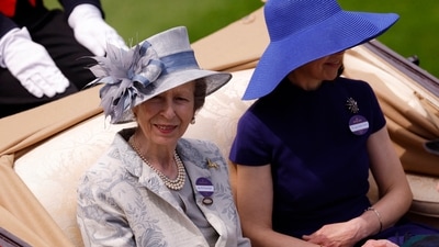 Princess Anne, Princess Royal and Lady Sarah Chatto are seen during the Royal procession on ladies day ahead of the races. (Action Images via Reuters)