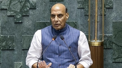 Defense Minister Rajnath Singh takes oath as an MP from UP's Lucknow constituency (ANI)