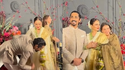 Siddharth, Rekha and Aditi Rao Hydari at Sonakshi Sinha's wedding reception. Siddharth, Rekha and Aditi Rao Hydari at Sonakshi Sinha's wedding reception.