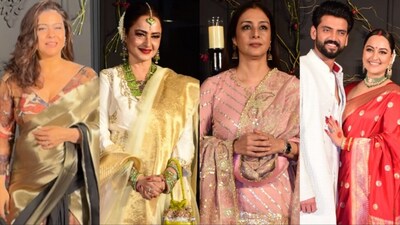 Bollywood celebrities attended Sonakshi Sinha-Zaheer Iqbal's wedding reception. Bollywood celebrities attended Sonakshi Sinha-Zaheer Iqbal's wedding reception.