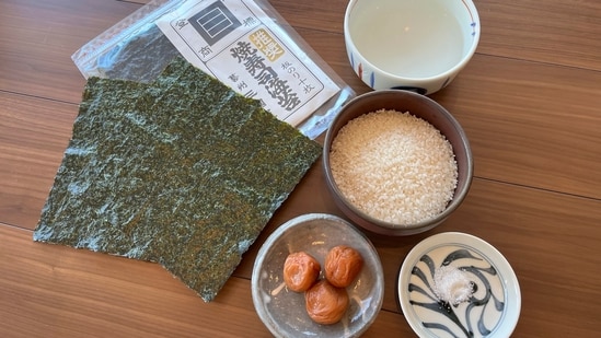 This photo shows the ingredients to make onigiri easily. (AP)