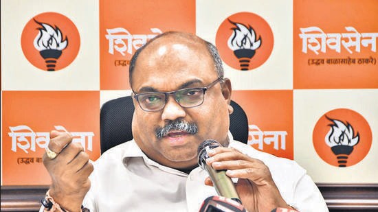Mumbai, India – Mar 19, 2024: Shiv Sena (UBT) leader Anil Parab, addressing the media, on the Dapoli Sai Resort issue, at Shivsena (UBT) office, Shivala, in Mumbai, India, on Tuesday, Mar 19, 2024. (Photo by Bhushan Koyande/HT Photo)