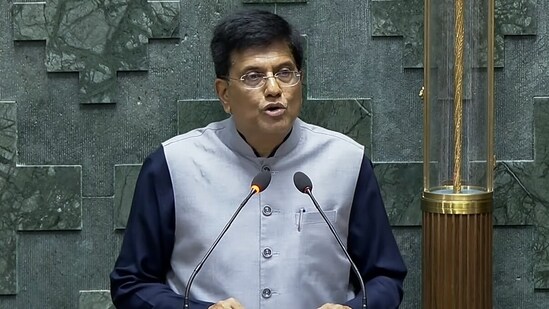 Commerce and Industry Minister Piyush Goyal takes oath as an MP from North Mumbai Lok Sabha constituency. Goyal made his electoral debut during 2024 general elections.(ANI)