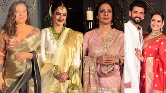 Bollywood celebrities attended Sonakshi Sinha-Zaheer Iqbal's wedding reception.