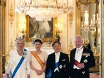 Britain's King Charles III, right with Japans Emperor Naruhito, Empress Masako, and Queen Camilla pose for the cameras ahead of the State Banquet during the State Visit to Britain of the Japanese Emperor and Empress in London, Tuesday, June 25, 2024. (AP Photo/Kirsty Wigglesworth, Pool) Britain's King Charles III, right with Japans Emperor Naruhito, Empress Masako, and Queen Camilla pose for the cameras ahead of the State Banquet during the State Visit to Britain of the Japanese Emperor and Empress in London, Tuesday, June 25, 2024. (AP Photo/Kirsty Wigglesworth, Pool)