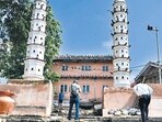 Mumbai, India - June 24, 2024: Stairs of Banganga Tank damage due to JCB, at Walkeshwar, in Mumbai, India, on Monday, June 24, 2024. (Photo by Anshuman Poyrekar/ Hindustan Times) (Hindustan Times) Mumbai, India - June 24, 2024: Stairs of Banganga Tank damage due to JCB, at Walkeshwar, in Mumbai, India, on Monday, June 24, 2024. (Photo by Anshuman Poyrekar/ Hindustan Times) (Hindustan Times)