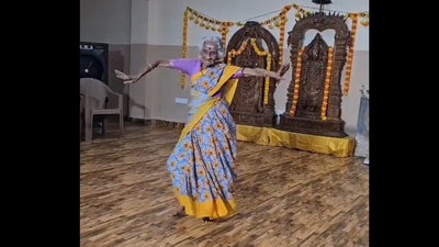 Snapshot of the woman dancing in old age home. Snapshot of the woman dancing in old age home.