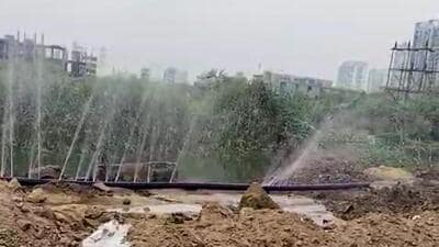 A view of the damaged pipelines leading to Imperial Garden in Sector 102. (HT Photo) A view of the damaged pipelines leading to Imperial Garden in Sector 102. (HT Photo)