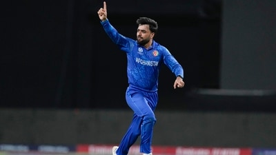 Afghanistan's captain Rashid Khan celebrates after dismissing Bangladesh's Soumya Sarkar during the men's T20 World Cup cricket match between Afghanistan and Bangladesh (AP) Afghanistan's captain Rashid Khan celebrates after dismissing Bangladesh's Soumya Sarkar during the men's T20 World Cup cricket match between Afghanistan and Bangladesh (AP)
