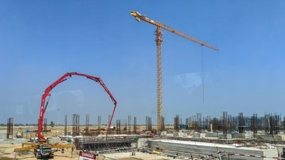 Construction underway at the Noida airport site in Jewar. The airport is scheduled to open by end-2024. (PTI/Archive) Construction underway at the Noida airport site in Jewar. The airport is scheduled to open by end-2024. (PTI/Archive)