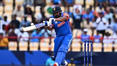 India's captain Rohit Sharma hits a 6 during the ICC men's Twenty20 World Cup 2024 Super Eight cricket match between Australia and India at Daren Sammy National Cricket Stadium in Gros Islet, Saint Lucia on June 24 (AFP) India's captain Rohit Sharma hits a 6 during the ICC men's Twenty20 World Cup 2024 Super Eight cricket match between Australia and India at Daren Sammy National Cricket Stadium in Gros Islet, Saint Lucia on June 24 (AFP)