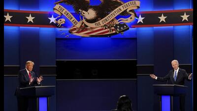 FILE - President Donald Trump and Democratic presidential candidate former Vice President Joe Biden participate in the final presidential debate at Belmont University, Oct. 22, 2020, in Nashville, Tenn. (AP Photo/Patrick Semansky) (AP) FILE - President Donald Trump and Democratic presidential candidate former Vice President Joe Biden participate in the final presidential debate at Belmont University, Oct. 22, 2020, in Nashville, Tenn. (AP Photo/Patrick Semansky) (AP)