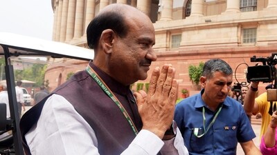 BJP MP Om Birla arrives at the Parliament House complex during the first session of the 18th Lok Sabha. (PTI) BJP MP Om Birla arrives at the Parliament House complex during the first session of the 18th Lok Sabha. (PTI)