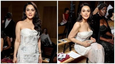 Preity Zinta poses for pictures ar Rahul Mishra's fashion show. (Pics: X/ WV - Media) Preity Zinta poses for pictures ar Rahul Mishra's fashion show. (Pics: X/ WV - Media)