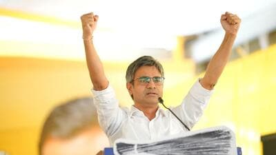 Rajya Sabha MP from Punjab, Sandeep Pathak speaking at the campaign launch in Karnal’s new grain market. (HT Photo) Rajya Sabha MP from Punjab, Sandeep Pathak speaking at the campaign launch in Karnal’s new grain market. (HT Photo)