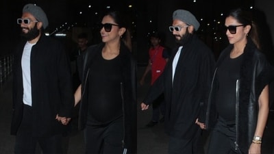 Ranveer Singh and Deepika Padukone were spotted at the Mumbai airport. Ranveer Singh and Deepika Padukone were spotted at the Mumbai airport.