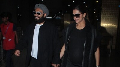 Deepika Padukone and Ranveer Singh twin in black at the airport. (HT Photo/Varinder Chawla) Deepika Padukone and Ranveer Singh twin in black at the airport. (HT Photo/Varinder Chawla)