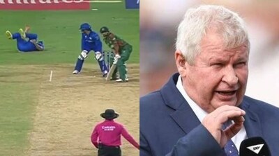 The commentary box could be heard bursting out with laughter when the replays of Gulbadin going down was shown. The commentary box could be heard bursting out with laughter when the replays of Gulbadin going down was shown.