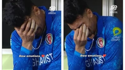 Rahmanullah Gurbaz in tears after Afghanistan beat Bangladesh Rahmanullah Gurbaz in tears after Afghanistan beat Bangladesh