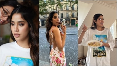 Janhvi also posted BTS photos of her getting ready for the show, enjoying gelato during a day out in Paris, and gorging on a plate full of creamy pasta. For the outing, Janhvi chose a floral backless dress. (Instagram) Janhvi also posted BTS photos of her getting ready for the show, enjoying gelato during a day out in Paris, and gorging on a plate full of creamy pasta. For the outing, Janhvi chose a floral backless dress. (Instagram)