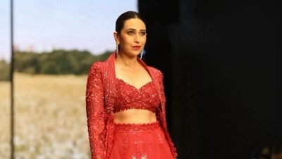 Karisma Kapoor was glowing as she walked the ramp wearing a red creation during a fashion show in Mumbai in May, 2024. Karisma Kapoor was glowing as she walked the ramp wearing a red creation during a fashion show in Mumbai in May, 2024.