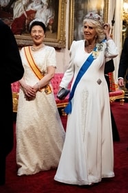 Japan's Empress Masako and Britain's Queen Camilla make their way along the East Gallery to attend the State Banquet for Emperor Naruhito and his wife Empress Masako of Japan at Buckingham Palace, London, Britain  June 25, 2024 (Aaron Chown/Pool via REUTERS) (via REUTERS)