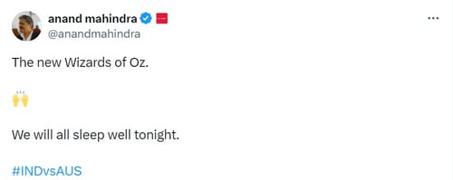 T20 World Cup 2024 India vs Australia: Anand Mahindra's viral X post. (X/@anandmahindra) T20 World Cup 2024 India vs Australia: Anand Mahindra's viral X post. (X/@anandmahindra)