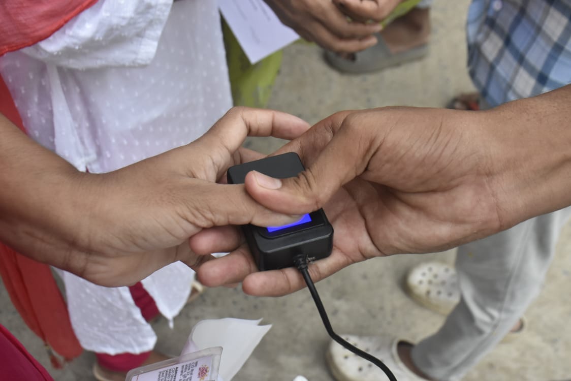 Candidates had to undergo biometric verification before attempting the examination (Santosh Kumar)
