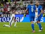 England's Harry Kane, reacts during a Group C match between the England and Slovenia at the Euro 2024 soccer tournament in Cologne, Germany, Tuesday, June 25, 2024