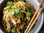 A picture of the savoury and delicious scallion noodles with pork. (AP)