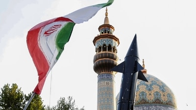 Iranian lift up a flag and the mock-up of a missile during a celebration following Iran's missiles and drones attack on Israel, on April 15, 2024, at Palestine square in central Tehran. (File image) (AFP) Iranian lift up a flag and the mock-up of a missile during a celebration following Iran's missiles and drones attack on Israel, on April 15, 2024, at Palestine square in central Tehran. (File image) (AFP)