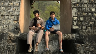 Rohit Saraf and Jibraan Khan in a still from Ishq Vishk Rebound. Rohit Saraf and Jibraan Khan in a still from Ishq Vishk Rebound.