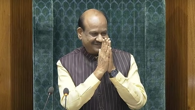 Om Birla after he was elected as the Speaker of the House during the first session of the 18th Lok Sabha (PTI) Om Birla after he was elected as the Speaker of the House during the first session of the 18th Lok Sabha (PTI)