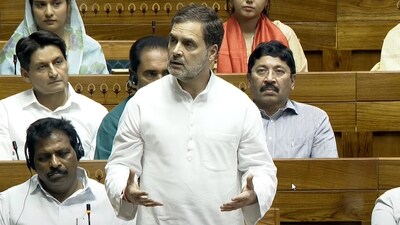 Leader of the Opposition Rahul Gandhi speaks after the election of the Speaker of the 18th Lok Sabha. (PTI) Leader of the Opposition Rahul Gandhi speaks after the election of the Speaker of the 18th Lok Sabha. (PTI)