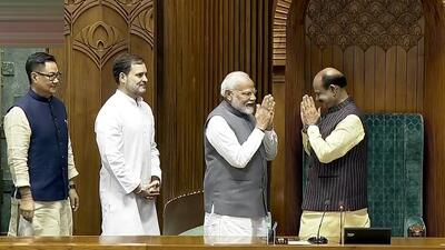 Prime Minister Narendra Modi with Lok Sabha Speaker Om Birla. (PTI)