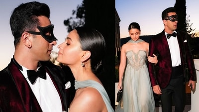 Ranbir Kapoor and Alia Bhatt at a masquerade ball hosted by the Ambanis Ranbir Kapoor and Alia Bhatt at a masquerade ball hosted by the Ambanis