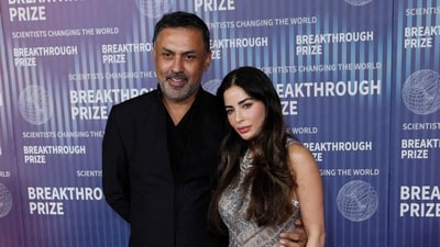 Indian entrepreneur and former Softbank president Nikesh Arora (L) and Ayesha Thapar arrive at the Tenth Breakthrough Prize Ceremony at the Academy Museum of Motion Pictures in Los Angeles, California, on April 13, 2024. (AFP) Indian entrepreneur and former Softbank president Nikesh Arora (L) and Ayesha Thapar arrive at the Tenth Breakthrough Prize Ceremony at the Academy Museum of Motion Pictures in Los Angeles, California, on April 13, 2024. (AFP)