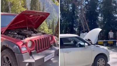 A video shows dozens of cars stalled on the sides of Manali roads. (Instagram/@travelwithvijay1458) A video shows dozens of cars stalled on the sides of Manali roads. (Instagram/@travelwithvijay1458)