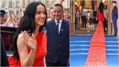 Katy Perry goes viral for her mind-blowing dress with 500-foot train. (Instagram) Katy Perry goes viral for her mind-blowing dress with 500-foot train. (Instagram)