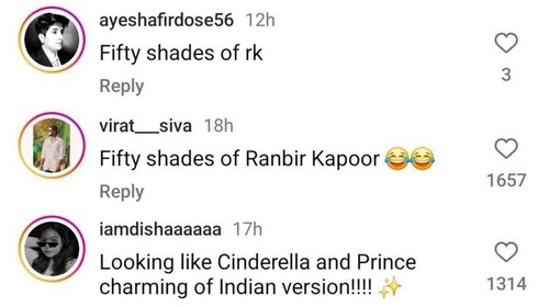 Comment section of Alia Bhatt's post featuring Ranbir Kapoor Comment section of Alia Bhatt's post featuring Ranbir Kapoor